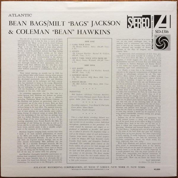 Release: Bean Bags-Vinyl-Japan-1975-SD 1316, P-6138A-9074531