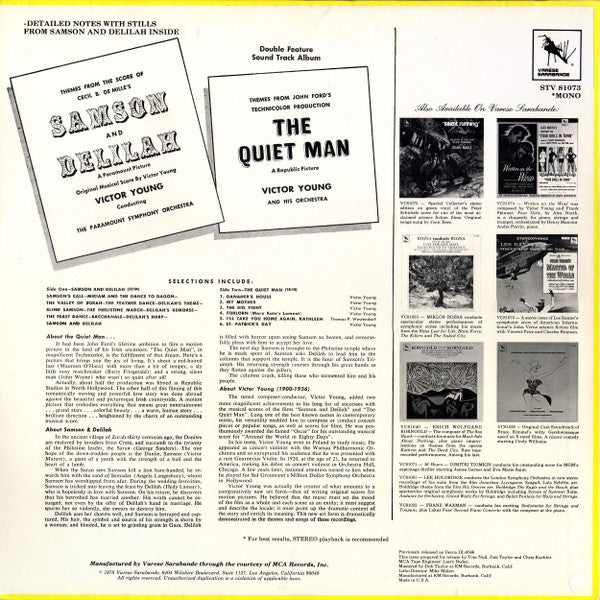 Release: Samson And Delilah / The Quiet Man (Double Feature Sound Track Album)-Vinyl-US-1978-STV 81073-5660390