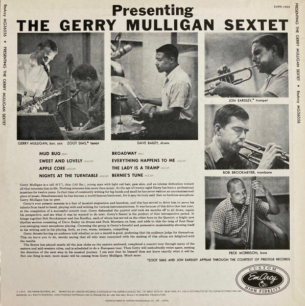 Presenting The Gerry Mulligan Sextet