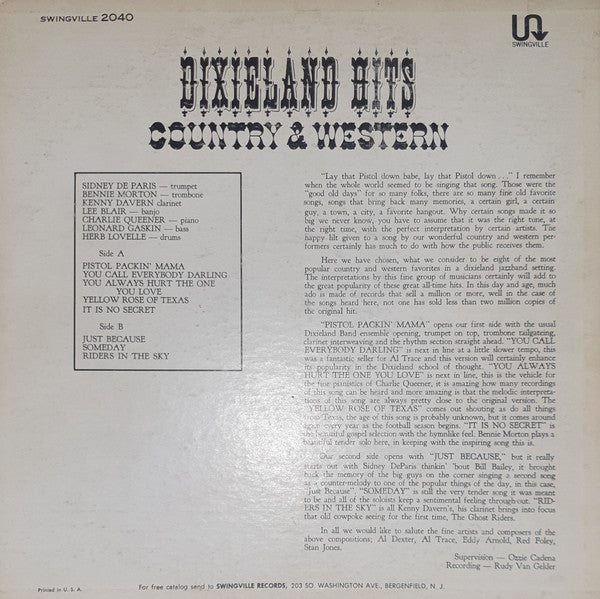Release: Dixieland Hits Country & Western-Vinyl-US-1962-SV 2040, SVLP 2040-9708732