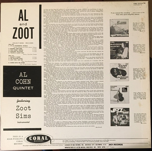 Master Release: Al And Zoot by Al Cohn Quintet