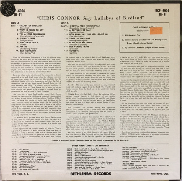 Release: Sings Lullabys Of Birdland-Vinyl-US-1957-BCP 6004, BCP-6004-3056233