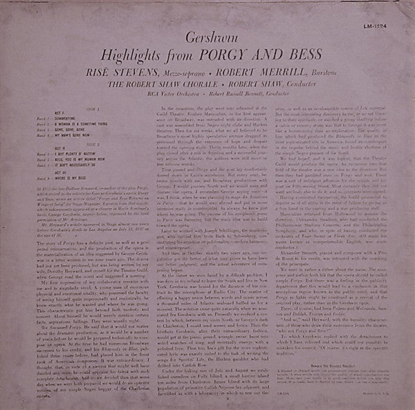 Master Release: Porgy And Bess by George Gershwin