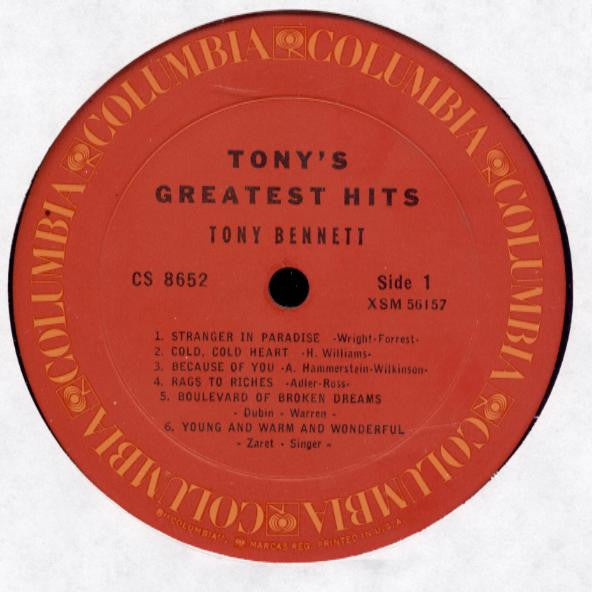 Release: Tony's Greatest Hits-Vinyl-US-None-CS 8652-3685043