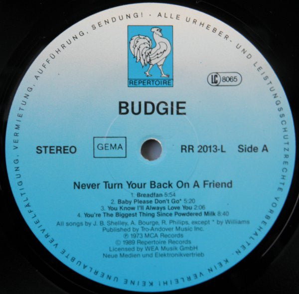 Release: Never Turn Your Back On A Friend-Vinyl-Germany-1989-RR 2013-LH, RR 2013-L-3611030