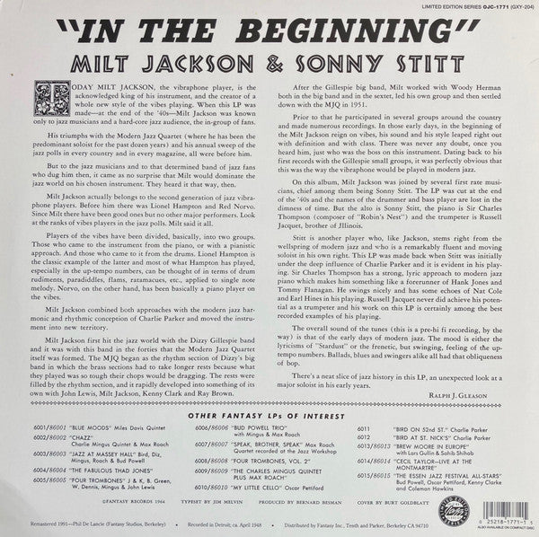 Release: In The Beginning-Vinyl-US-1991-OJC-1771, GXY-204-3292392
