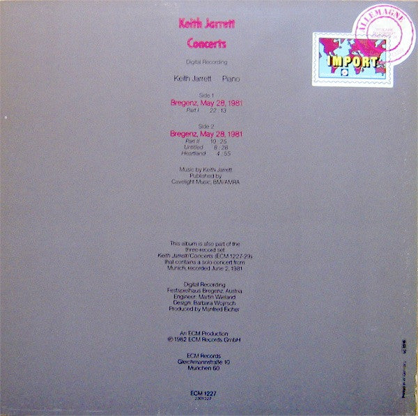 Release: Concerts-Vinyl-Germany-1982-ECM 1227, 2301 227-1603157