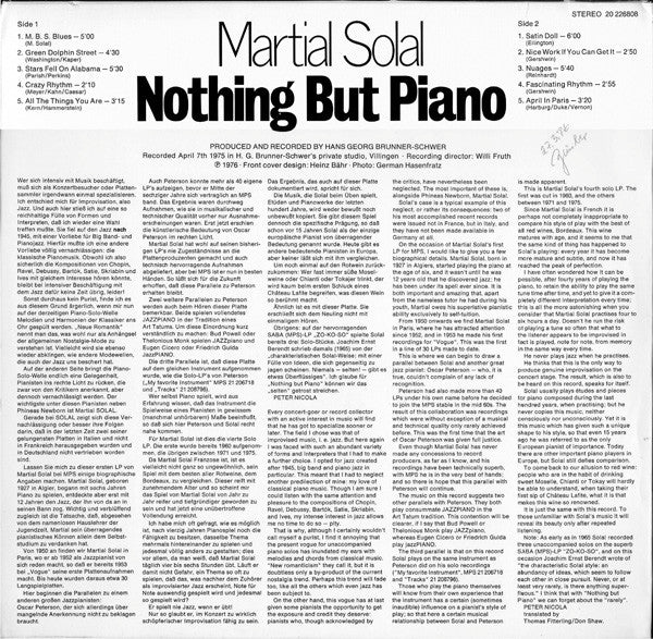 Release: Nothing But Piano-Vinyl-Germany-1976-20 22680-8, 20 22680-8-3201900