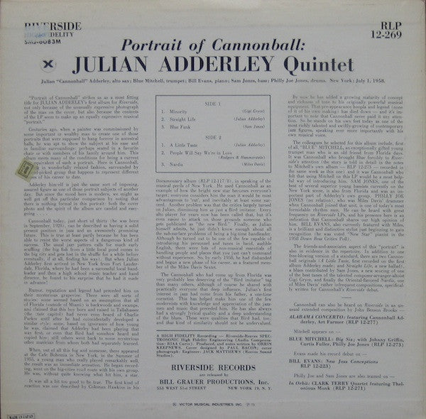 Master Release: Portrait Of Cannonball by The Cannonball Adderley Quintet