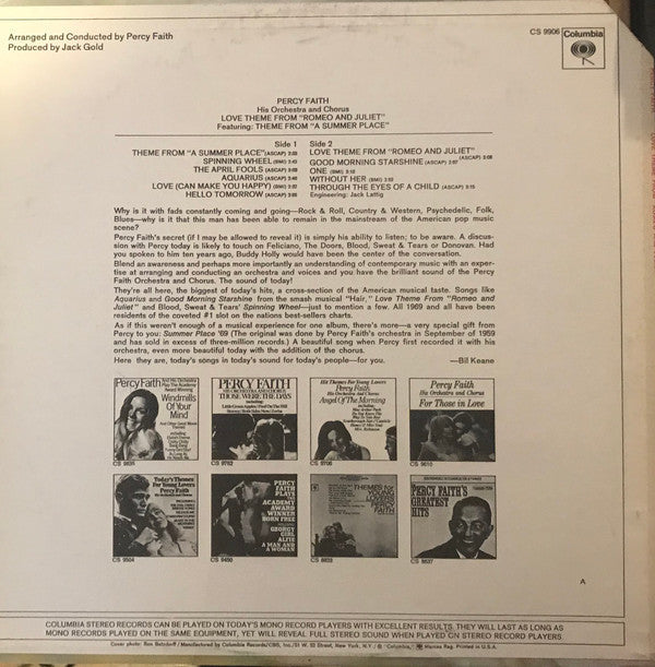 Master Release: Love Theme From "Romeo And Juliet" by Percy Faith And His Orchestra And Chorus