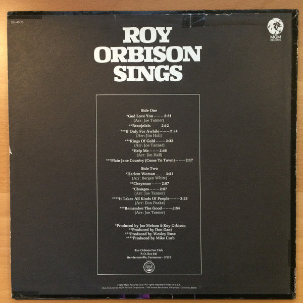 Master Release: Sings by Roy Orbison