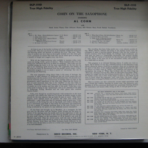Master Release: Cohn On The Saxophone by Al Cohn Quintet