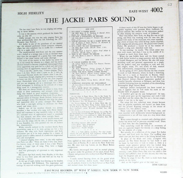 Release: The Jackie Paris Sound-Vinyl-Japan-None-P-6134A-21468178