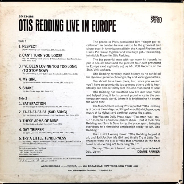 Release: Otis Redding Live In Europe-Vinyl-US-None-SD 33-286-10591006