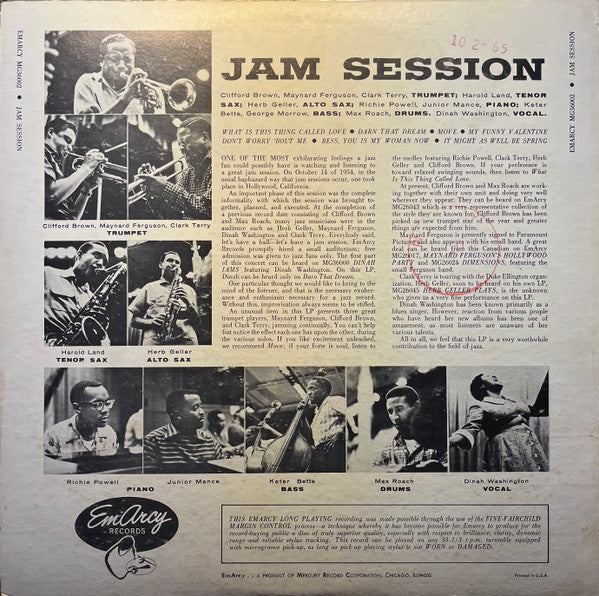 Release: Jam Session-Vinyl-US-None-MG 36002, MG 36002-21727252