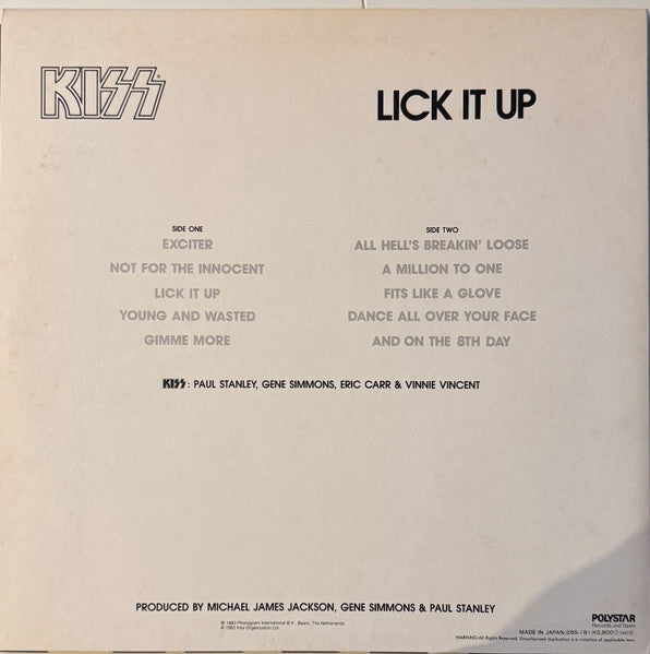 Release: Lick It Up-Vinyl-Japan-1983-28S-181-32743296