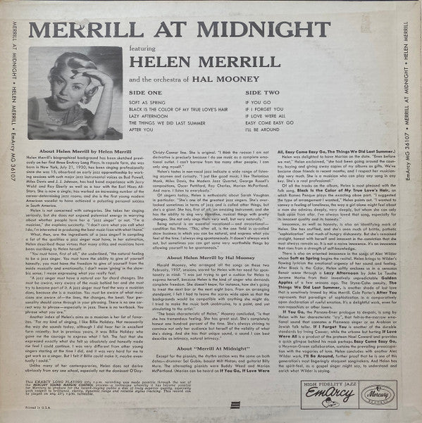 Release: Merrill At Midnight-Vinyl-US-None-MG 36107, MG 36107-15520114