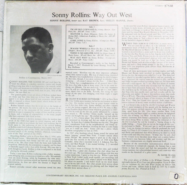 Release: Way Out West-Vinyl-US-1973-S7530-14539532