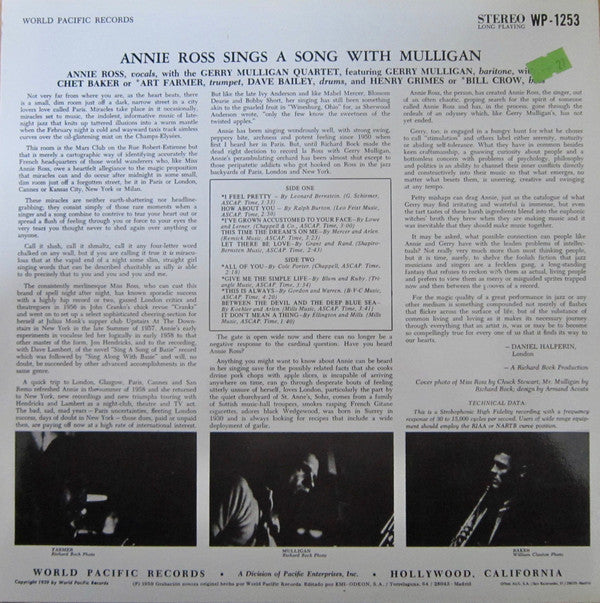 Release: Sings A Song With Mulligan!-Vinyl-Spain-1984-WP-1253, 054 2602321-10030829