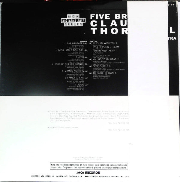 Master Release: Claude Thornhill And His Orchestra Play The Great Jazz Arrangements Of Gerry Mulligan And Ralph Aldrich by Claude Thornhill And His Orchestra