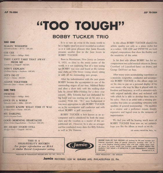 Release: Too Tough-Vinyl-US-1959-JLP 3004, JLP 70-3004-11065773