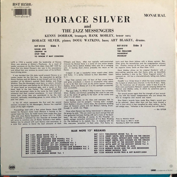 Release: Horace Silver And The Jazz Messengers-Vinyl-US-1985-BST-81518-21877990