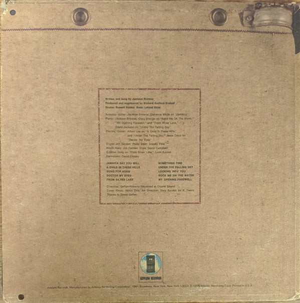Release: Jackson Browne-Vinyl-US-1972-SD 5051-15824076