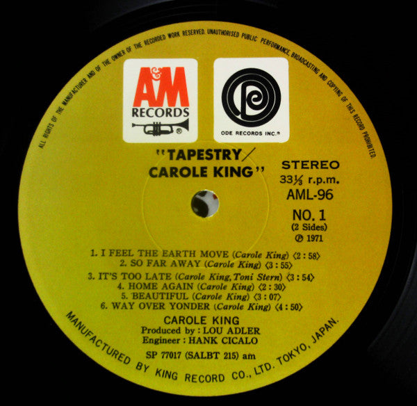 Release: Tapestry-Vinyl-Japan-1971-AML-96, ODE AML-96-26372222