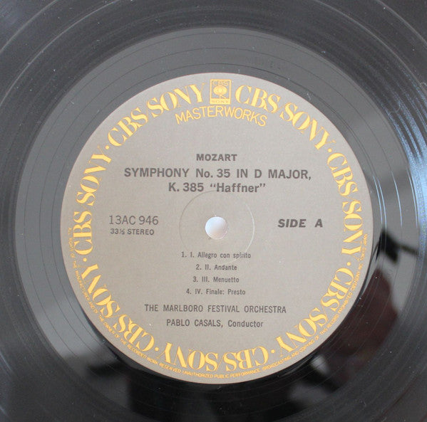Release: Casals Conducts Mozart: Symphony No. 35 "Haffner" Symphony No. 36 "Linz"-Vinyl-Japan-None-13AC 946-26823986