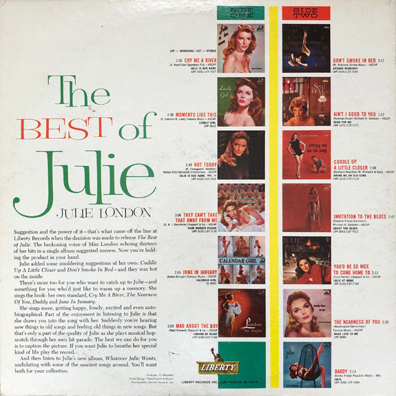 Release: The Best Of Julie-Vinyl-US-1962-L 5501, L-5501-19055935