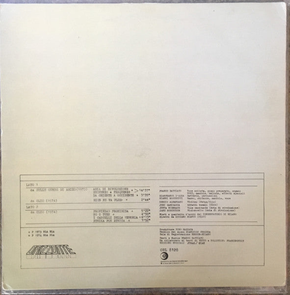 Release: 1974  Sulle Corde Di Aries / Clic-Vinyl-Italy-1979-ORL 8128-12101577