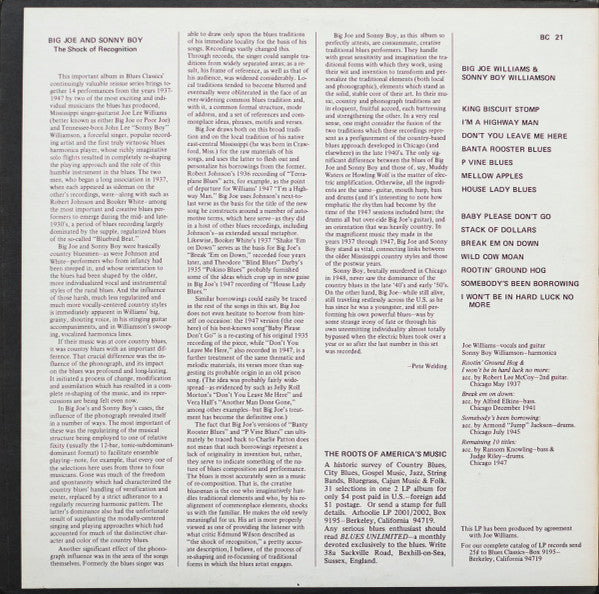Release: Big Joe Williams And Sonny Boy Williamson-Vinyl-US-1969-BC 21, 21-15328733