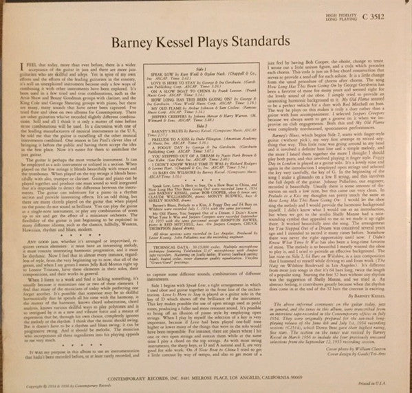 Release: Barney Kessel Volume 2-Vinyl-US-None-C3512-14591010