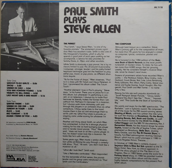Release: Paul Smith Plays Steve Allen-Vinyl-US-1985-PR 7172-25365457