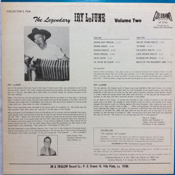 The Legendary Iry LeJune Vol. 2
