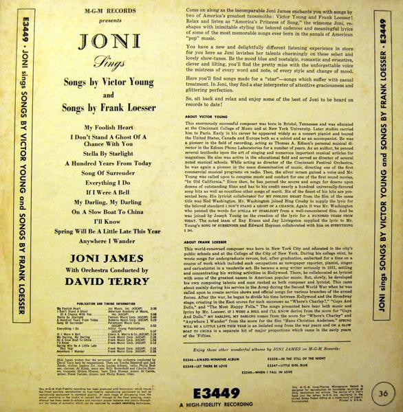 Release: Joni Sings Songs By Victor Young And Songs By Frank Loesser-Vinyl-US-1956-E3449-4994932