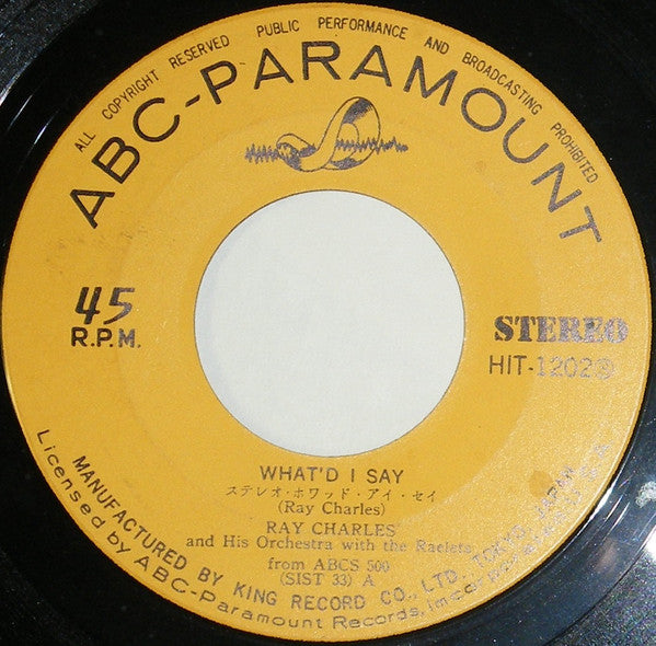 Master Release: I Can't Stop Loving You  / What'd I Say by Ray Charles And His Orchestra