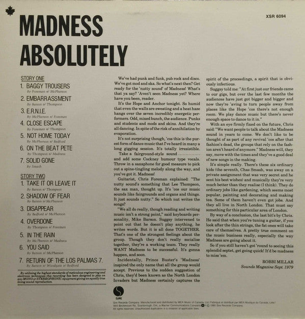 Release: Absolutely-Vinyl-Canada-1980-XSR 6094-2079706