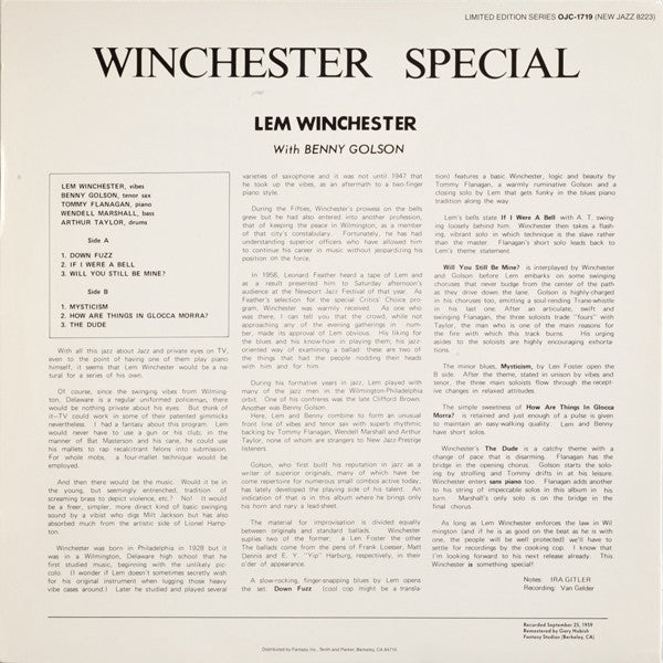Release: Winchester Special-Vinyl-US-1986-OJC-1719, NJ-8223-4208039