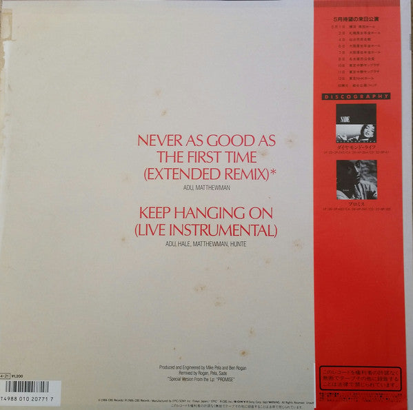 Release: Never As Good As The First Time-Vinyl-Japan-1986-12·3P-727-9429339
