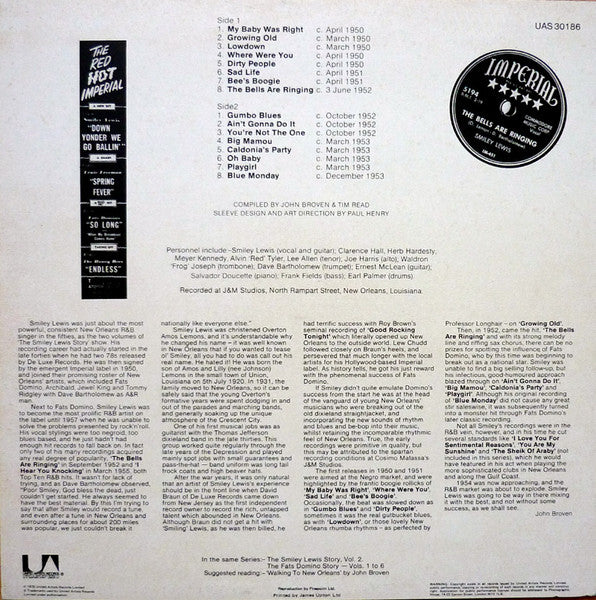 Release: The Smiley Lewis Story Vol. 1 -The Bells Are Ringing-Vinyl-UK-1978-UAS 30186-4480216