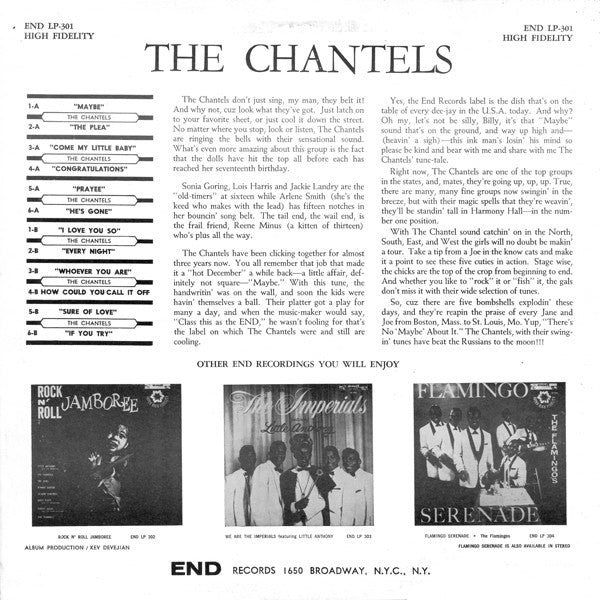 Release: We Are The Chantels-Vinyl-US-1982-LP-301, END LP 301, END LP-301-4826013