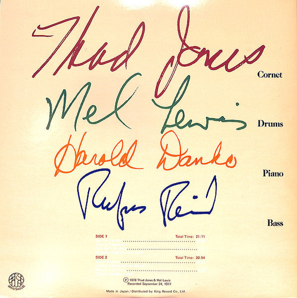 Release: The Thad Jones Mel Lewis Quartet -Vinyl-Japan-1978-GP-3169-7124543
