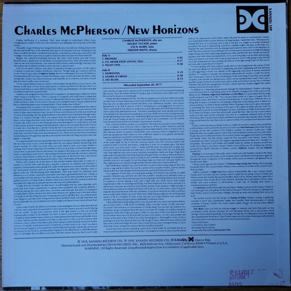 Master Release: New Horizons by Charles McPherson