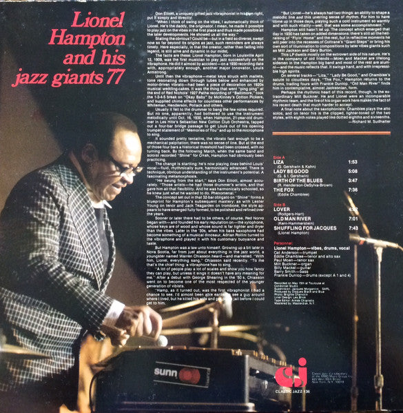 Release: Lionel Hampton And His Jazz Giants 77-Vinyl-US-None-CJ 136-3539815