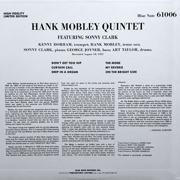 Hank Mobley Quintet Featuring Sonny Clark