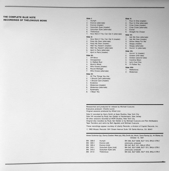 The Complete Blue Note Recordings Of Thelonious Monk