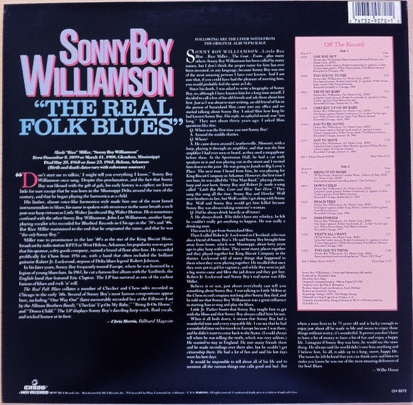 Release: The Real Folk Blues-Vinyl-US-1987-CH-9272, CH-9272-8481572