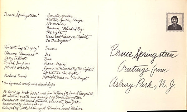 Master Release: Greetings From Asbury Park, N.J. by Bruce Springsteen