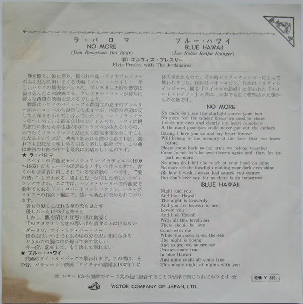 Master Release: No More / Blue Hawaii by Elvis Presley